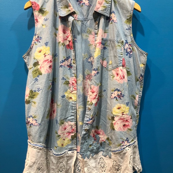 Hand Crafted Jackets & Blazers - Handmade floral vest Womens Medium cottage roses eyelet ruffle
